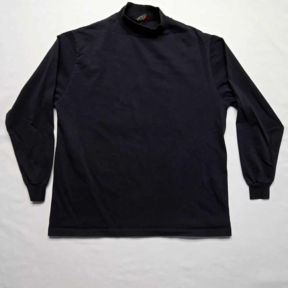 Vintage Cross Creek Long Sleeve Black Mock Neck Shirt Mens XL Made in USA 90s